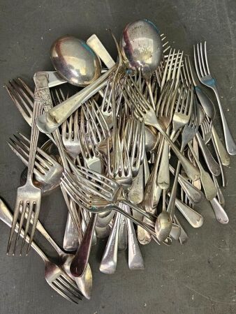 Large quanity of silver plated forks and spoons