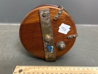 Vintage Peetz Timber and Brass Fishing Reel - 2