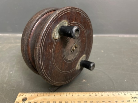 Vintage Marlin Brand Timber and Brass Fishing Reel