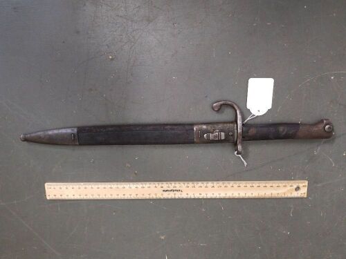 17in Bayonet with Metal and Leather Scabbard