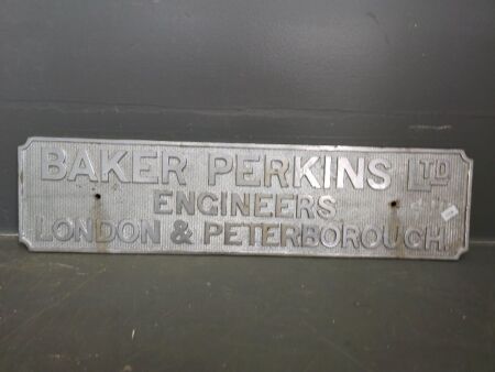 Heavy Cast Brass Baker Perkins Sign - coated