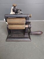 Susan R Knox (patented 1866) Crank Style Fluting Machine - Cast Iron with Brass Rollers