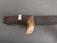 Etched Spanish Sword with Mango Wood Handle - 33in Blade - 2