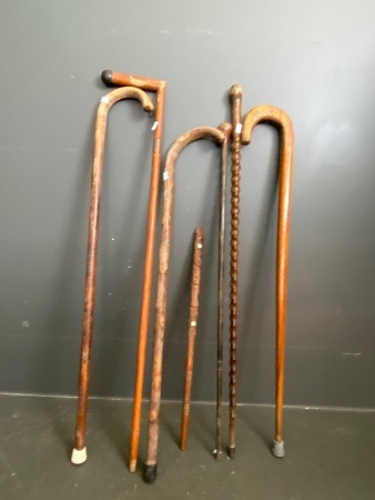 Selection of vintage walking sticks 