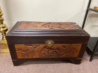 Small Asian carved wooden chest