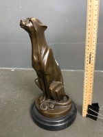 Bronze Art Nouveau Style Cheetah Sculpture on Marble Base - marked De Coux - 2