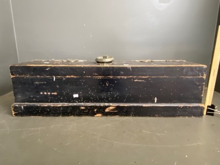Vintage wooden storage box with strong metal handles