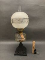 Kerosene Parlour Lamp with Cast Iron Base