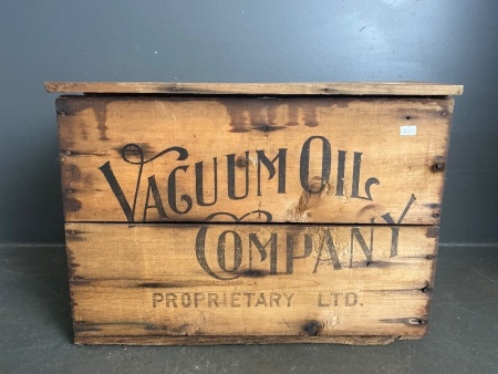 Vacuum Oil Company Pty Ltd wooden crate with lid