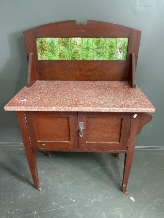  Washstand with Granite Top and Tiled Back