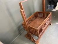 Antique Wooden Swinging Babies Cradle - 2