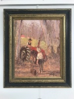 Red Tractor Oil Painting by Bill Offord