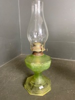 2 large kerosene lamp in green glass - 2