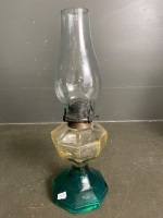 2 large kerosene lamp in green glass - 3