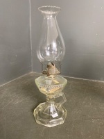 2 x clear glass kerosene lamps with chimneys - 2