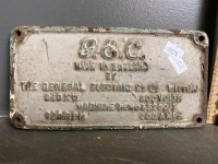 Small metal G.E.C sign made in England