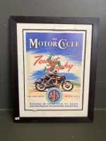 Framed motor cycle poster