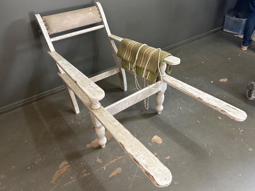 Vintage Squatters Chair with Unused Canvas Sling Cover