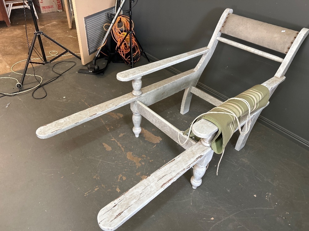 Vintage Squatters Chair with Unused Canvas Sling Cover