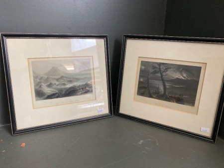 William H Bartlett antique prints - Lough Conn and Mount Nephin & The Lac des Allumettes