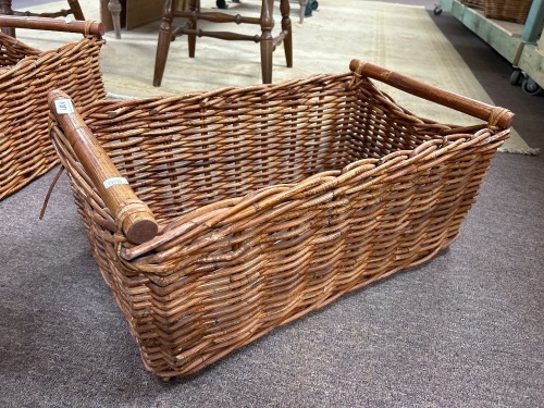 Coastal Boho Chic Woven Ratten Bamboo Handled Storage Baskets - Quantity choice lot