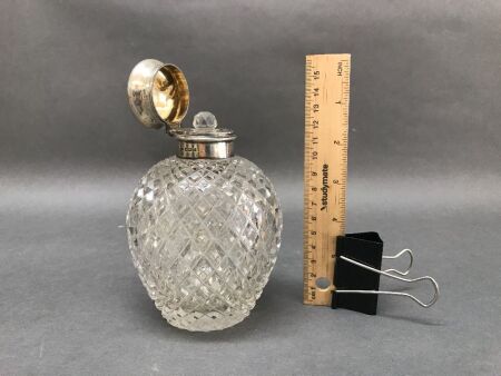 Crystal Colgone Bottle with Sterling Silver Hallmarked Lid