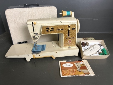 Singer Golden Panoramic Sewing Machine and Automatic Buttonholer 