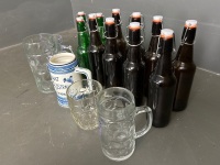 Assortment of Brewers Bottles and Beer Steins  - 3