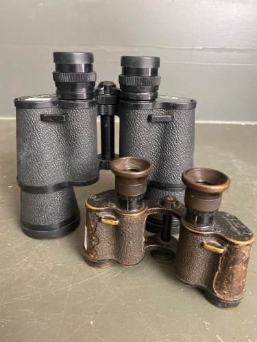 Pair of World War 2 Busch binoculars and pair Hanimex binoculars