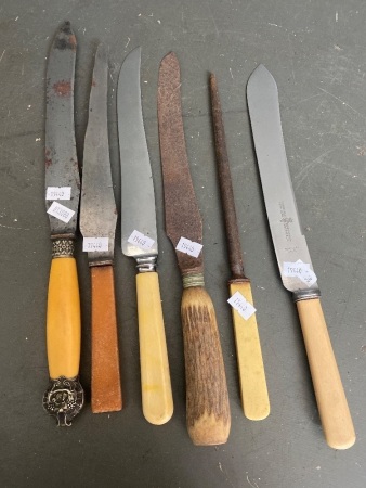 Collection of bone carving knives, some stainless steel