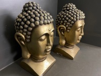 Pair of Large Fibreglass Buddha Heads  - 2