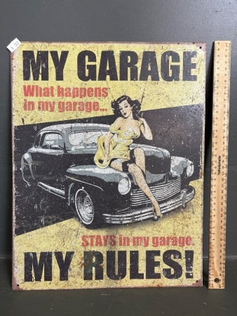 USA Made Painted Tin My Rules Sign