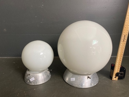 2 milk glass round light shades