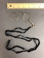 Antique Folding Lorgnette Glasses on Ribbon in Original Fairfax & Roberts Jewellers Box - 2