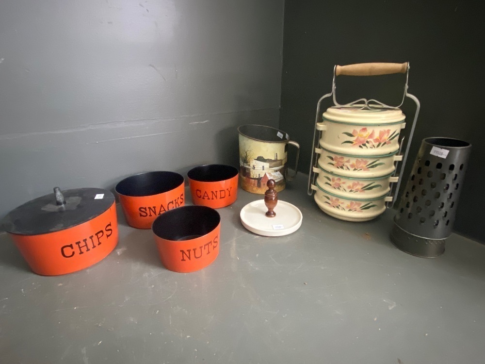 Mixed lot of kitchenalia incl. vintage canteen lunch box