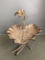 Metal Cookie/Cake Stand - Leaf Shaped with Bird - 2