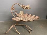 Metal Cookie/Cake Stand - Leaf Shaped with Bird - 3