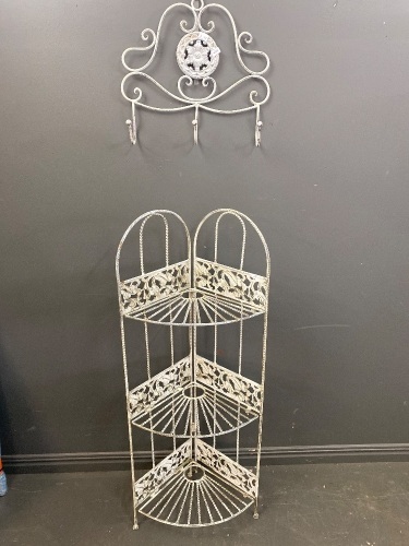 Provincial Style Twisted Wire 3-Tiered Corner Rack + Wall Mounting Coat/Hat Rack