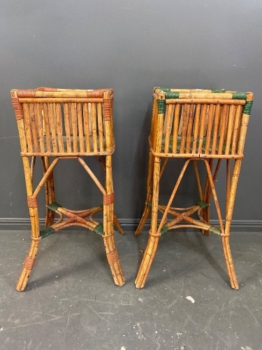 Mid century cane planter stands 