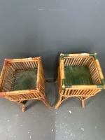 Mid century cane planter stands  - 3