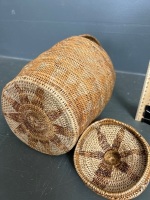 Small Woven Buka Basket with Lid - 3