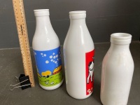 3 x Milk Glass Milk bottles - 2