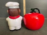 Chefs cookie barrel and large glass tomato - 2