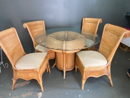 Beautiful Retro cane table set with four matching chairs