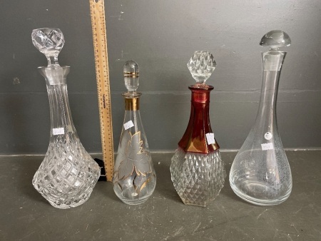 4 x decanters crystal and glass