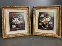 2 x Floral oil paintings