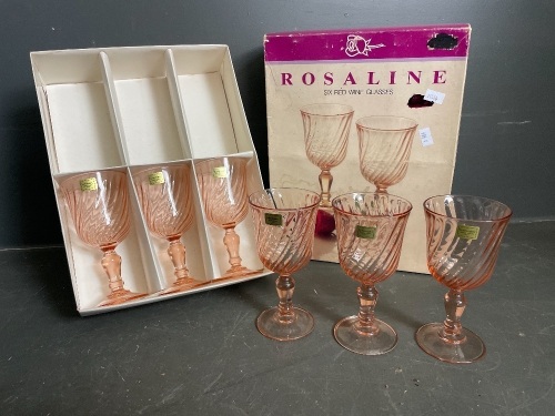 Set of 6 French red wine glasses by Rosaline