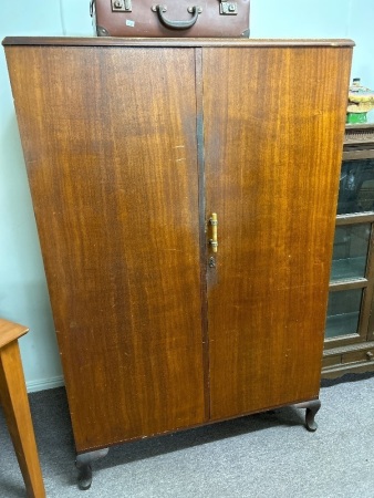 Vintage Wardrobe on Cabriole Legs with Internal Drawers and Hanger