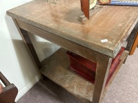 Old Farmhouse Side Table with Under Shelf - 2