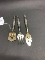 French 3 Piece Silver Handled Petis Four Set